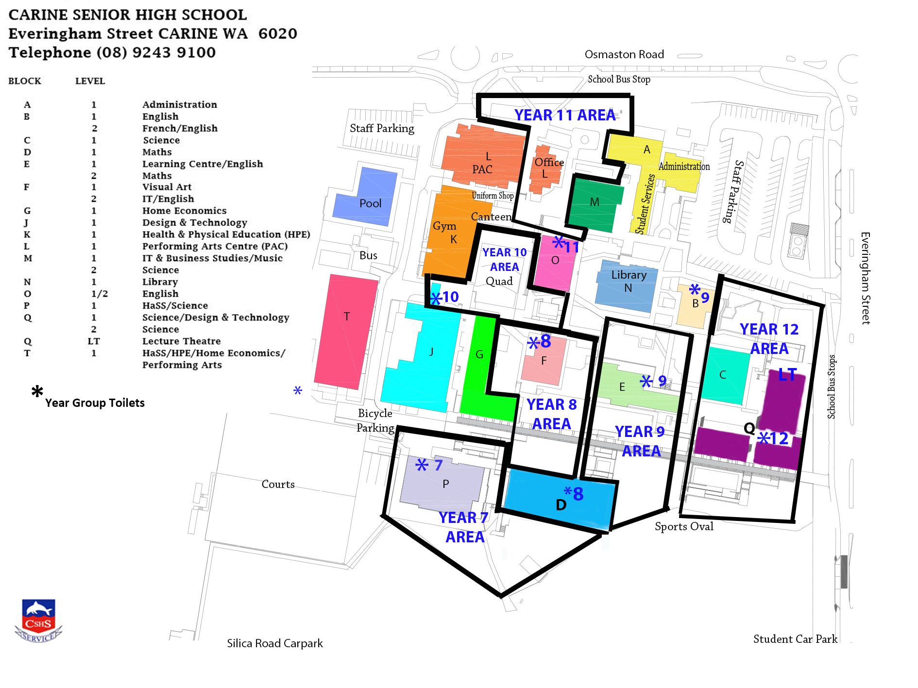 School Map, Timetable, and Term Dates - Carine Senior High School